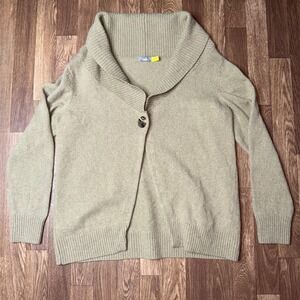 Cabelas Wool Blend Shawl Collar Button Cardigan Sweater, Neutral Beige, Medium